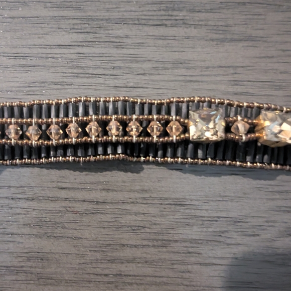 🖤Vintage1930s–50s Art Deco Revival Austrian Glass & Gilt Bead Bracelet - Picture 9 of 10